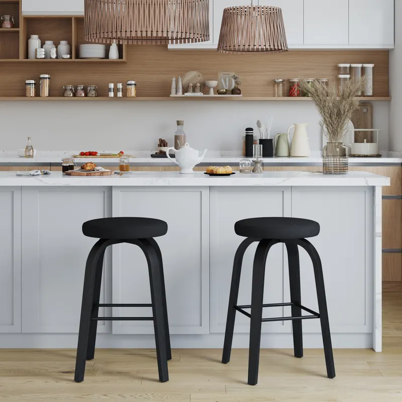 Swivel Bar Stools Set of 2 — Bar Height Backless 30 Bar Stool