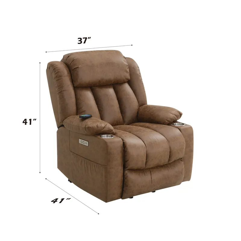 Pacay Brown Leather Aire Power Motion Recliner with Lift — photo 3