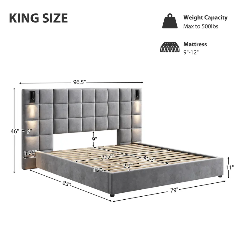 King Size Upholstered Bed Frame β photo 3