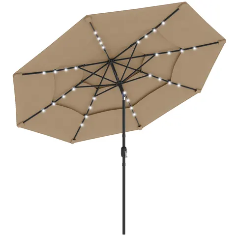 9.7 Ft Outdoor Patio Umbrella with Solar LED Lights