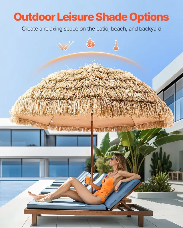 Tiki Umbrella Thatched Patio Umbrella 8 Ft Poolside Patio Beach β photo 4