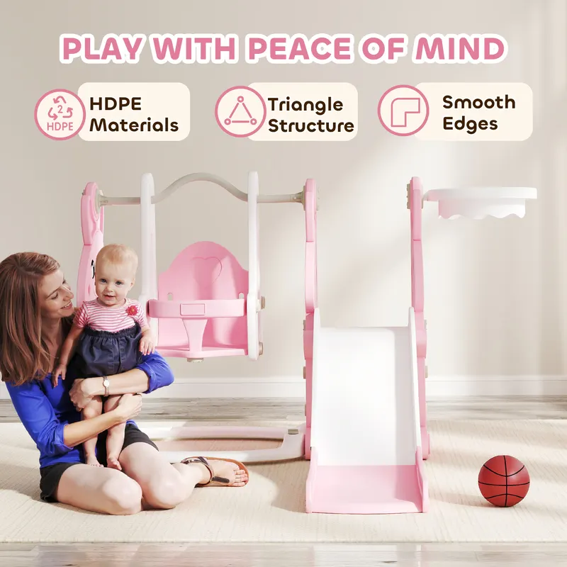 4 in 1 Toddler Slide and Swing Set with Climber — photo 5