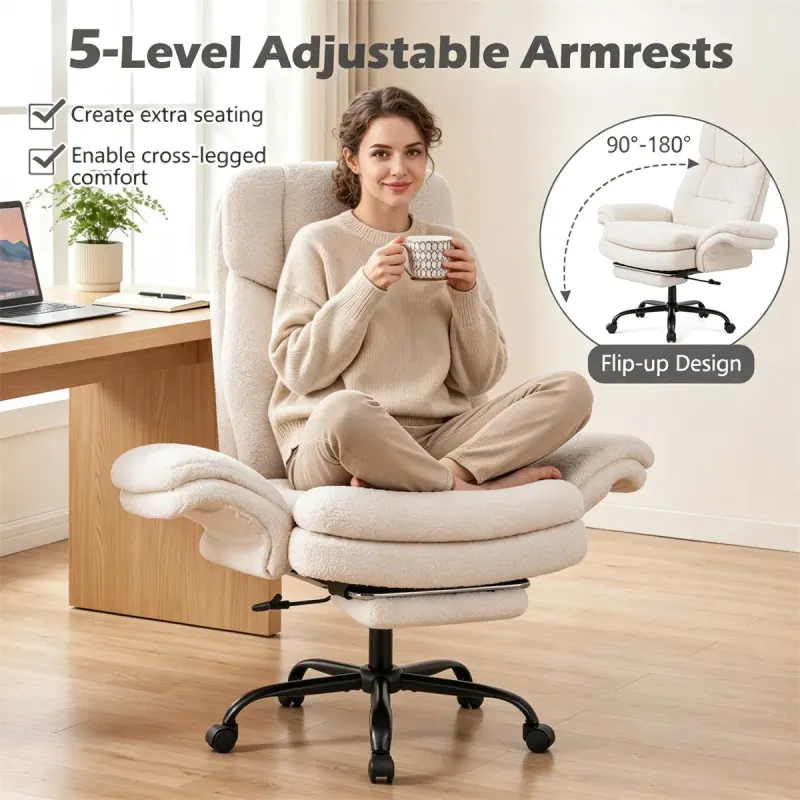 5-Level Flip-up Armrest Ergonomic Office Chair with Retractable β photo 6