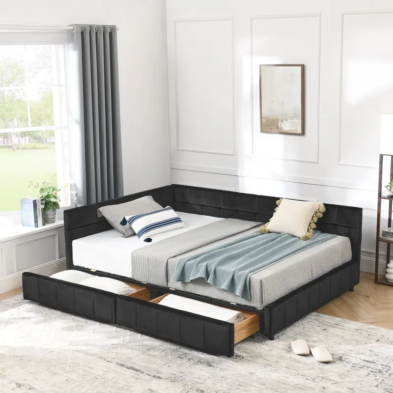 Full Size Storage Upholstered Tufted Bed Frame