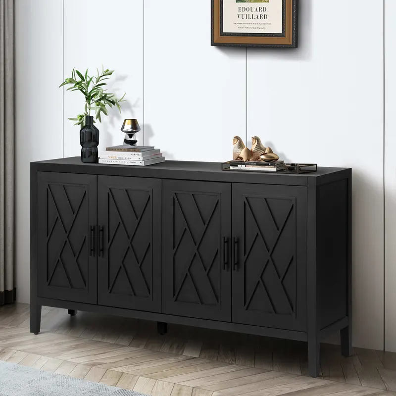 60 Inches Modern Farmhouse Accent Cabinet with 4 Doors — photo 3