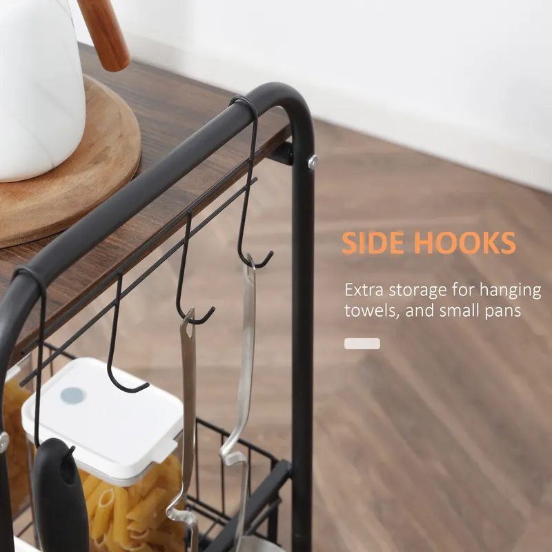 3 Tier Rolling Kitchen Cart with Storage — photo 5