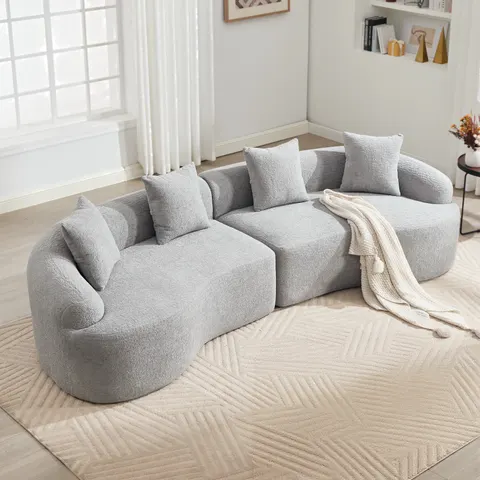 Curved Boneless Sofa Compression Modular 110'' Sectional Grey