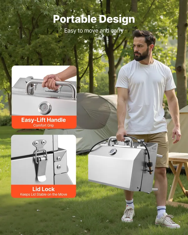 Tabletop Gas Grill — 3-Burner Stainless Steel Portable Propane — photo 4