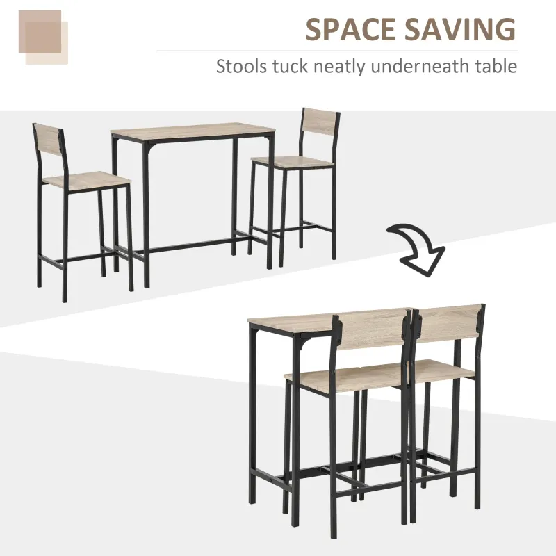 Industrial Bar Table Set Counter Height 3 Piece and 2 High Back — photo 3