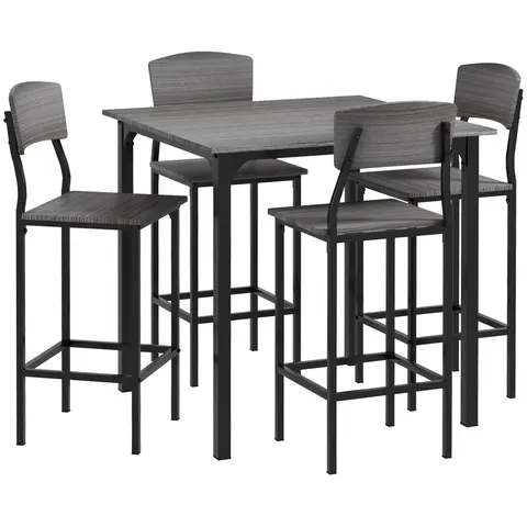 5-Piece Counter Height Bar Table with Space-saving Design