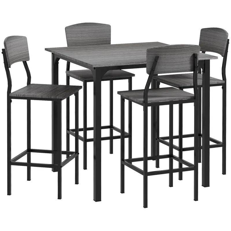 5-Piece Counter Height Bar Table with Space-saving Design