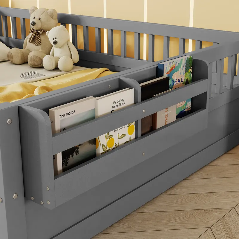 Full Montessori Floor Bed Frame with High Rails β photo 2