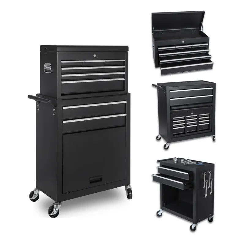 Tool Chest — 8-Drawer Rolling Tool Storage Cabinet with 2 in 1