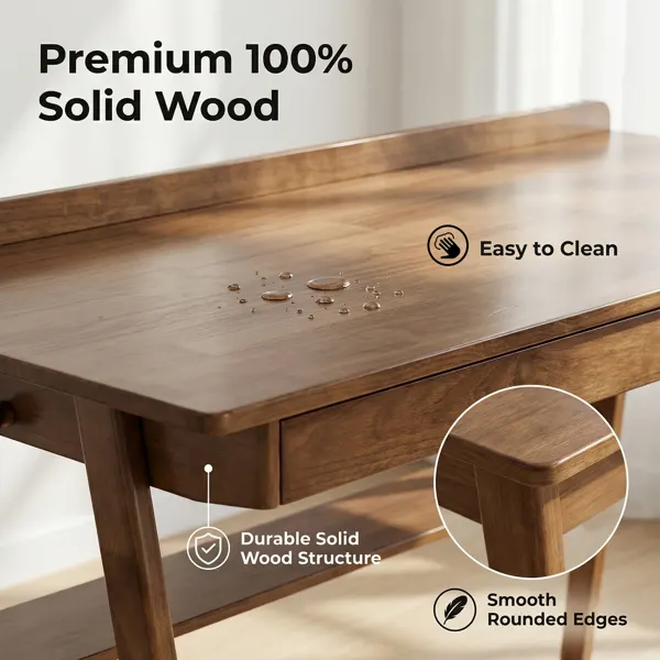 Solid Wood Writing Desk — Home Office Desk for Small Spaces — photo 8