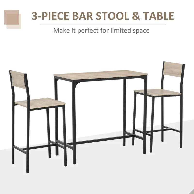 Industrial Bar Table Set Counter Height 3 Piece and 2 High Back — photo 5