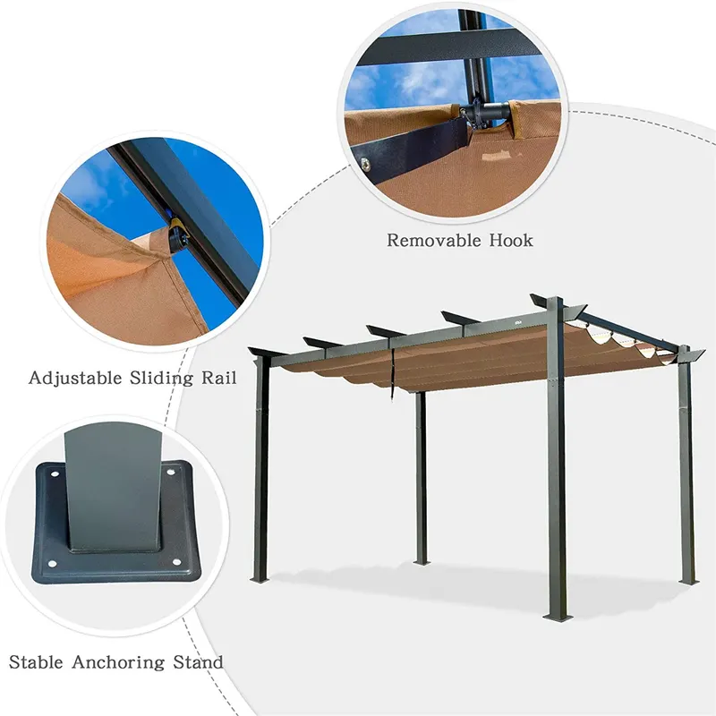 Aluminum Retractable Pergola with Sun Shade Patio Gazebo — photo 2