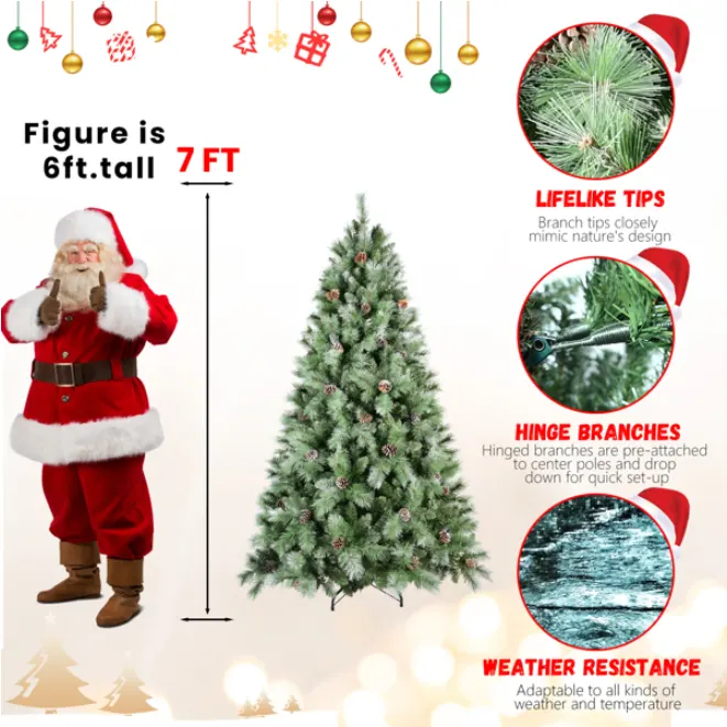 Artificial 7ft Green Christmas Tree with 1348PVC Hard Needle β photo 5