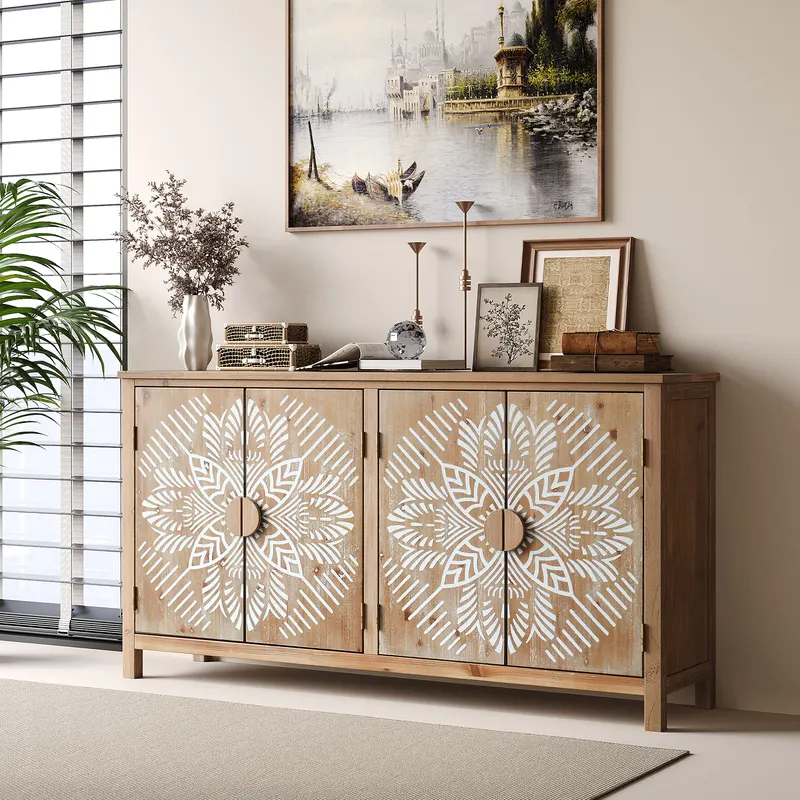 60 Wood Accent Cabinet with 4 Doors — photo 3