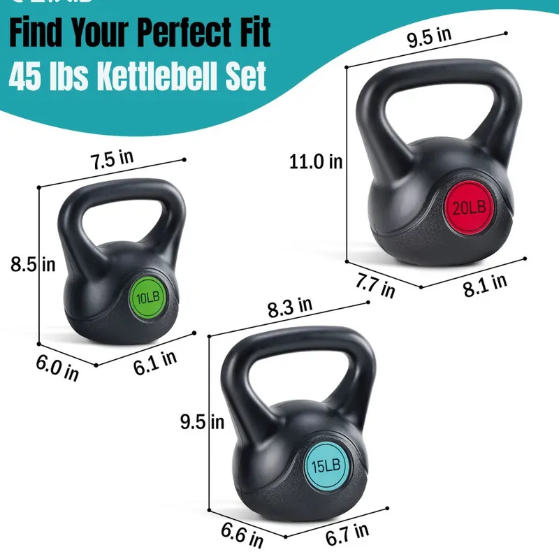 Hard Kettlebell Set — HDPE Coated Concrete Kettlebells — photo 5