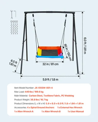 Swing Set for Backyard — 60 X 32 in Swing Seat with Heavy Duty