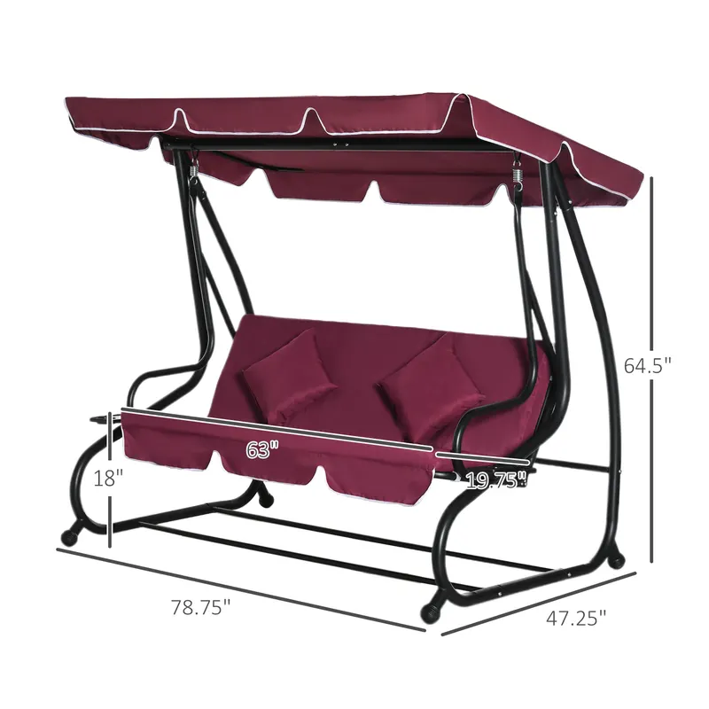 3-Seat Outdoor Patio Swing Chair — photo 7