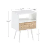 15.75 Rattan End Table with Drawer and Solid Wood Legs — photo 4
