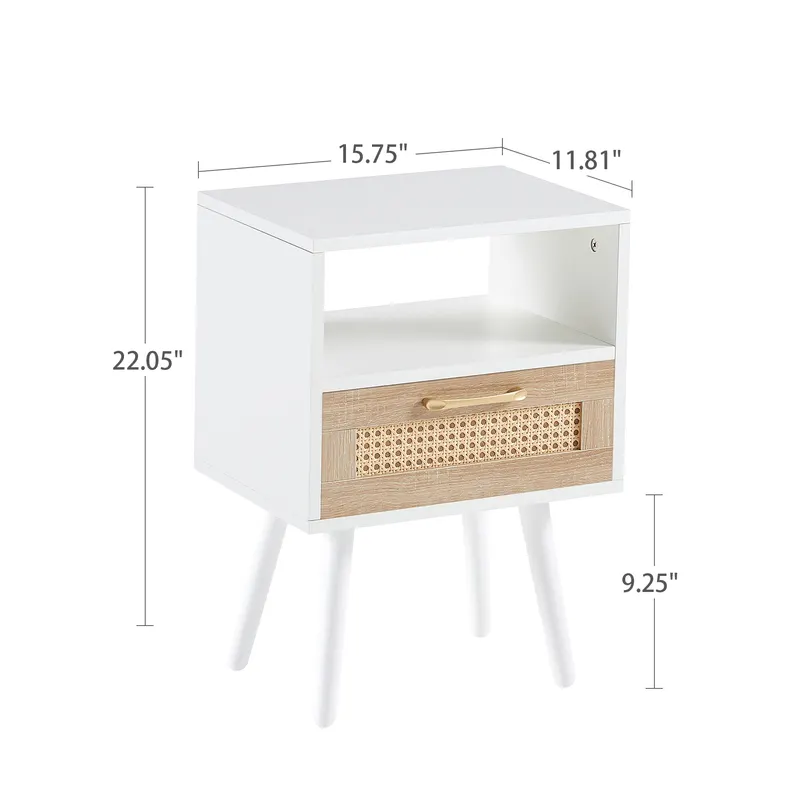 15.75 Rattan End Table with Drawer and Solid Wood Legs — photo 4