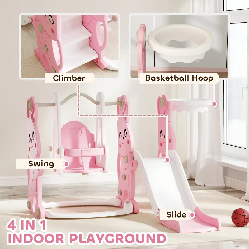 4 in 1 Toddler Slide and Swing Set with Climber — photo 3