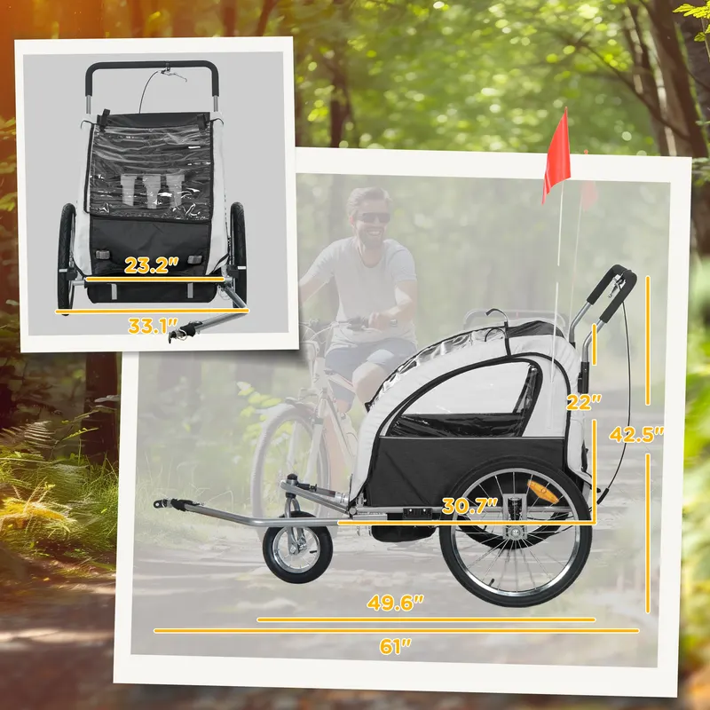 2-Seat Elite 360 Swivel Bike Trailer for Kids Bicycle Cargo — photo 8