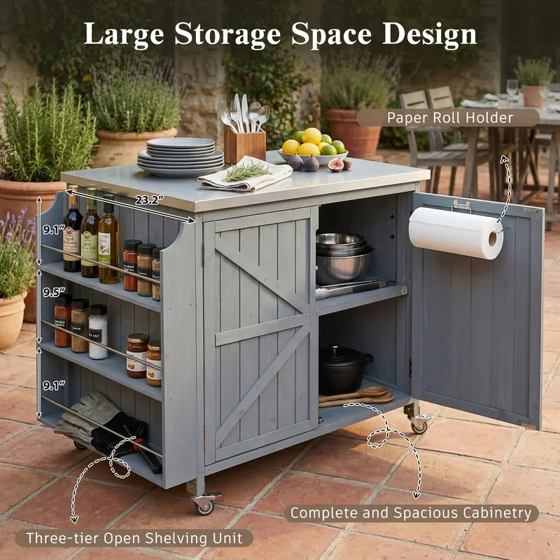 K & K 42.1 Outdoor Kitchen Island with Side Shelf — photo 2