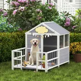 Outdoor Dog House — 61"L Wooden Dog House with Porch — photo 2