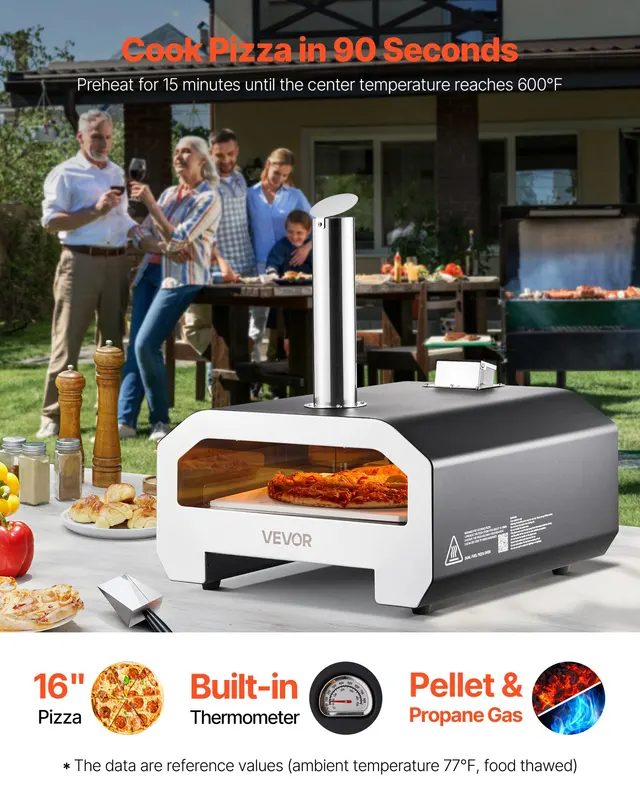 Dual Fuel Pizza Oven Outdoor — 16 in Wood Fire & Propane Gas — photo 2