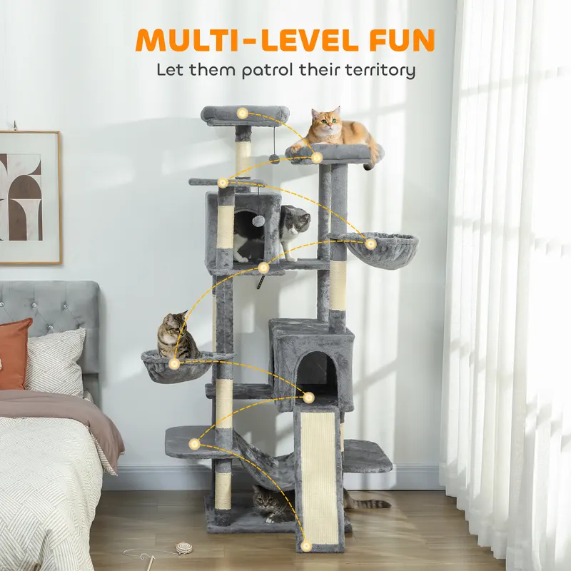 69" Cat Tree — Multi-level Cat Tower with 2 Condos and 3 — photo 4