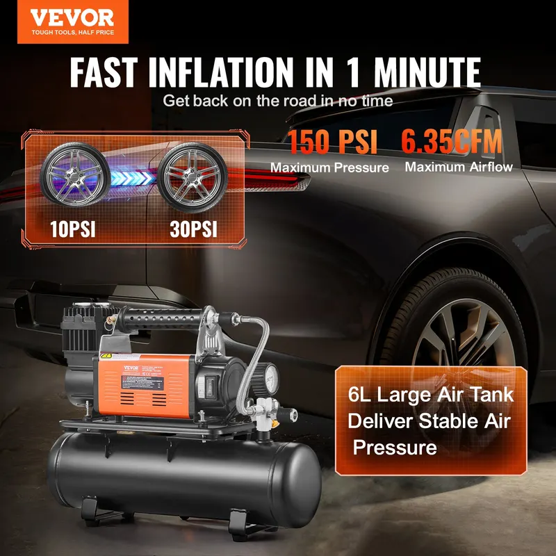 Heavy Duty Air Compressor & 6L Tank 6.35CFM Portable Tire — photo 3