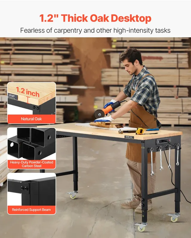 60-Inch Adjustable Workbench — 2000 Lbs Load — photo 2