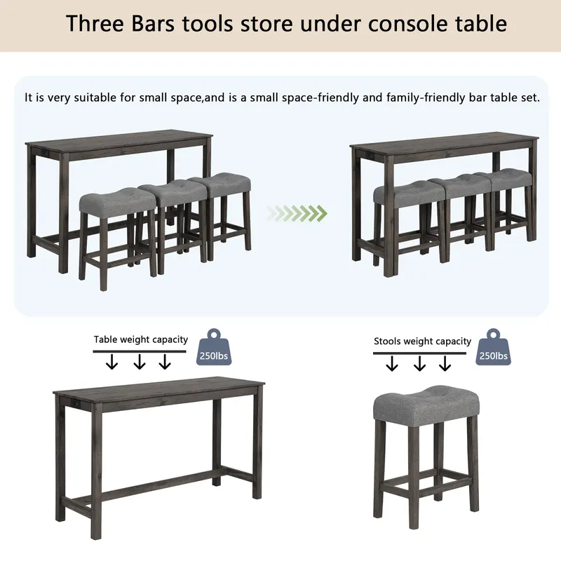 4 Piece Bar Table Set with Power Outlet — photo 8