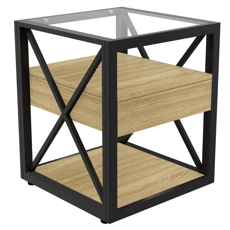 1 Piece Modern End Table with Drawer — photo 3