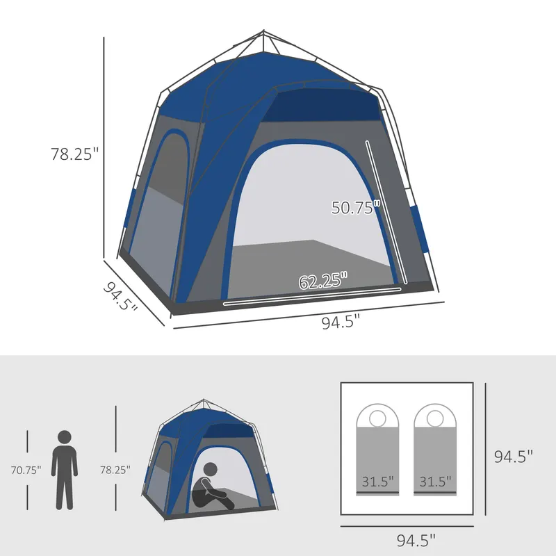 3 Person Pop Up Camping Tent Quick Setup Automatic Hydraulic — photo 5