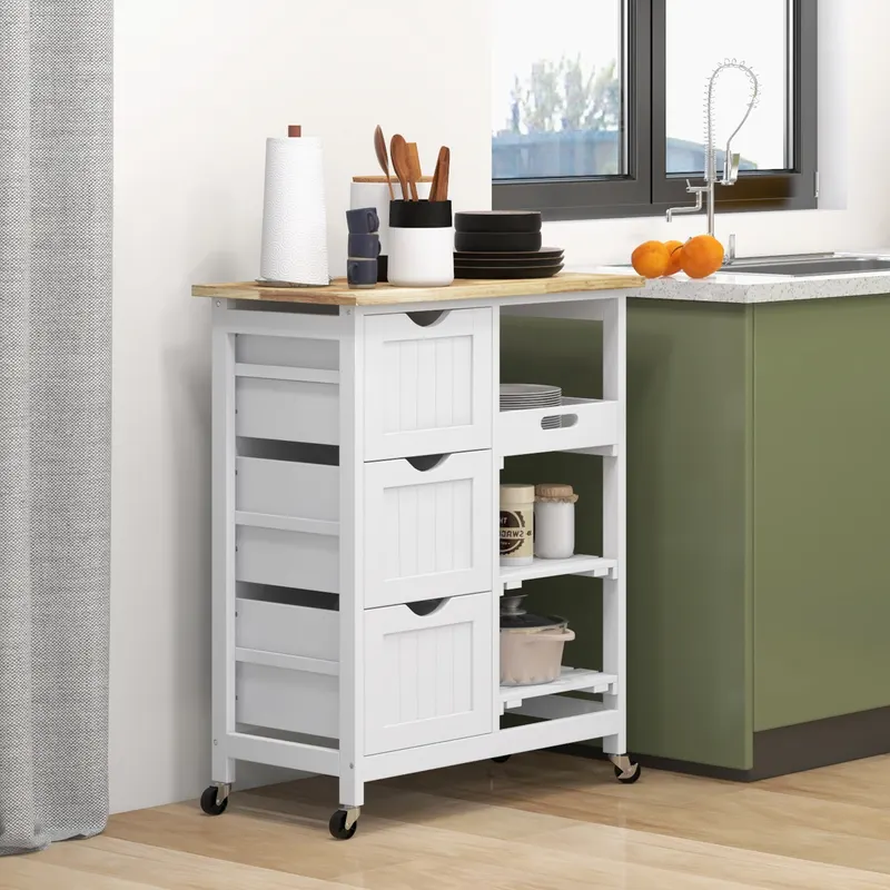Rolling Kitchen Cart β Kitchen Island with Wood Top β photo 2