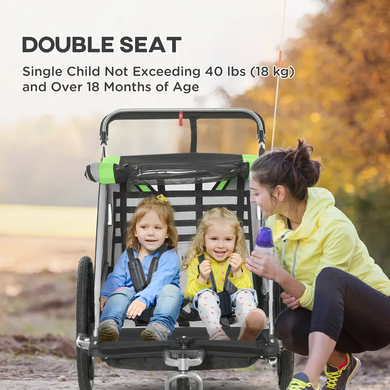 3-in-1 Bike Trailer for Kids — Running Stroller with 2 Seats — photo 5