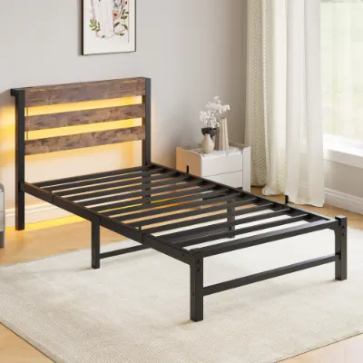 Twin Size Bed Frame Heavy Duty Platform Bed Frame with Headboard — photo 4