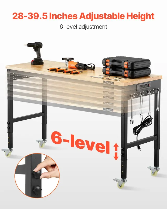 60-Inch Adjustable Workbench — 2000 Lbs Load — photo 3