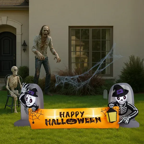 9.6FT Large Halloween Inflatable Decorations Skeleton Tombstone — photo 6