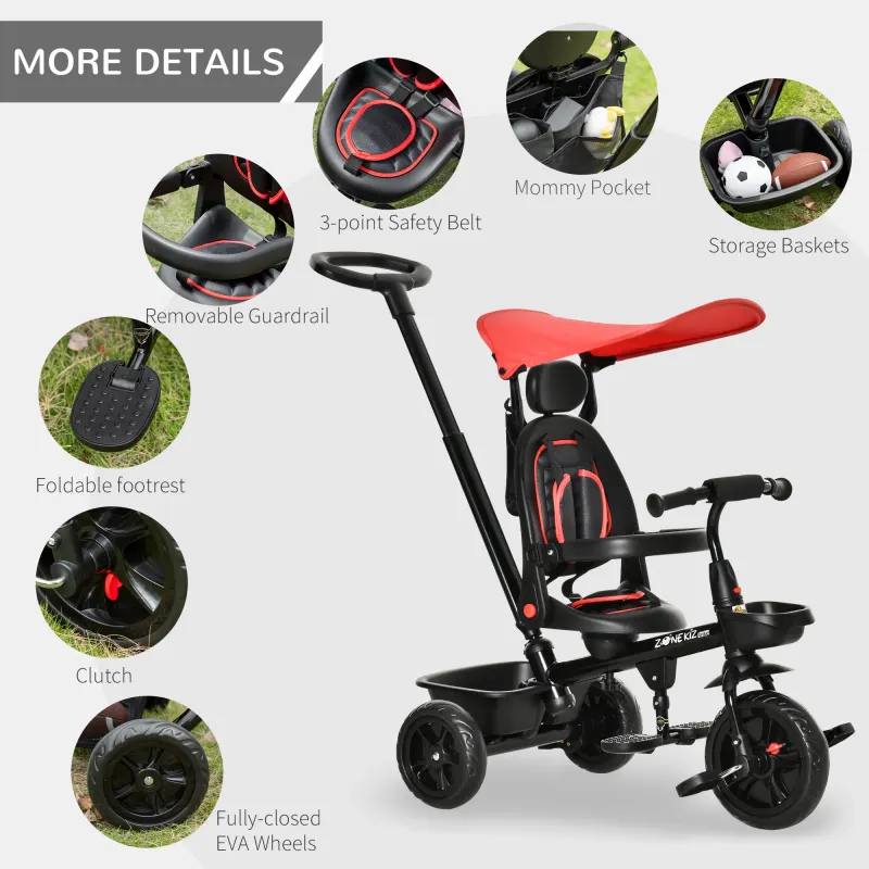 Kids Tricycle 4 in 1 Trike with Reversible Angle Adjustable Seat β photo 7