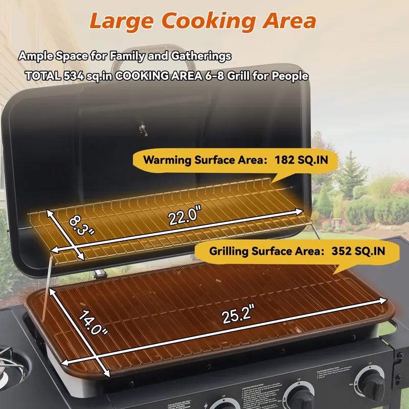 4 Burner BBQ Propane Gas Grill with Side Burner 42000 BTU Output — photo 4