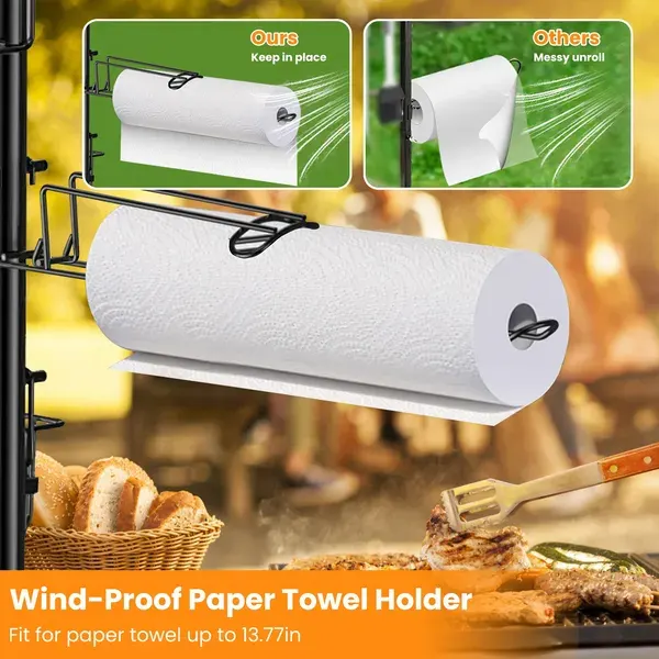 Griddle Caddy with Paper Towel Holder Hook Baskets BBQ β photo 6