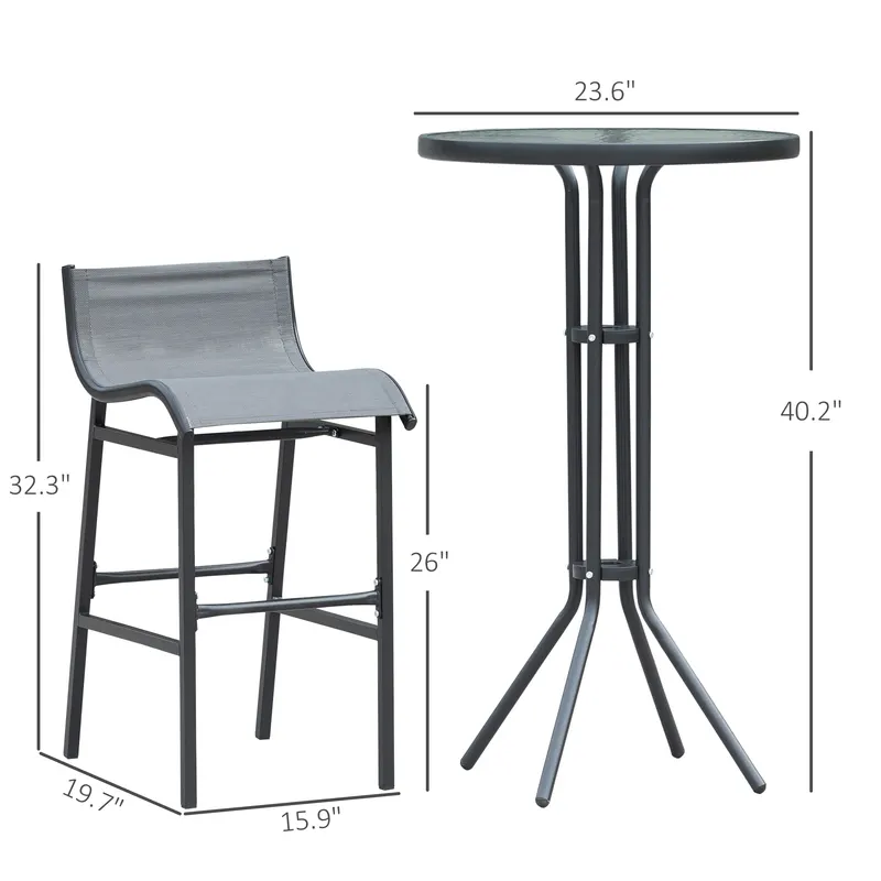 3 Piece Bar Height Outdoor Bistro Set for 2 — photo 5