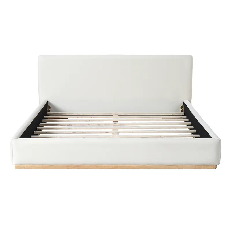 Elegant Upholstered Bed with Solid Wood Frame — photo 3