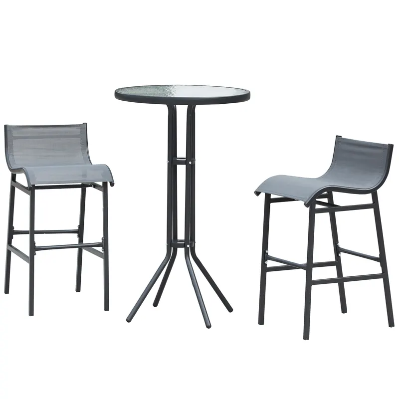 3 Piece Bar Height Outdoor Bistro Set for 2