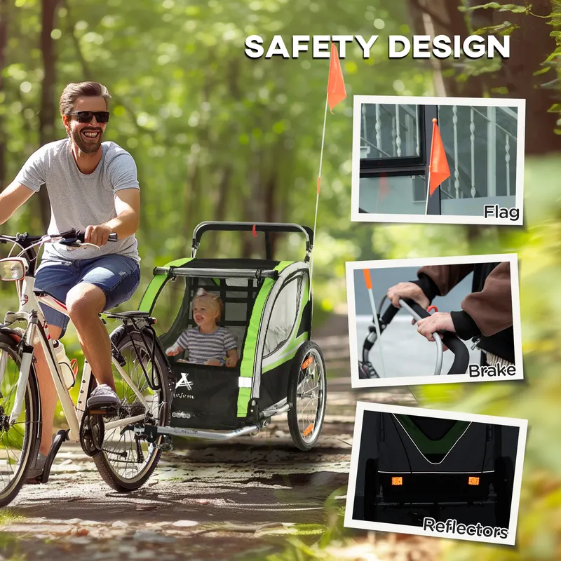 2-in-1 Walk/ride Child Baby Bike Trailer for Kids 2 Seater — photo 6